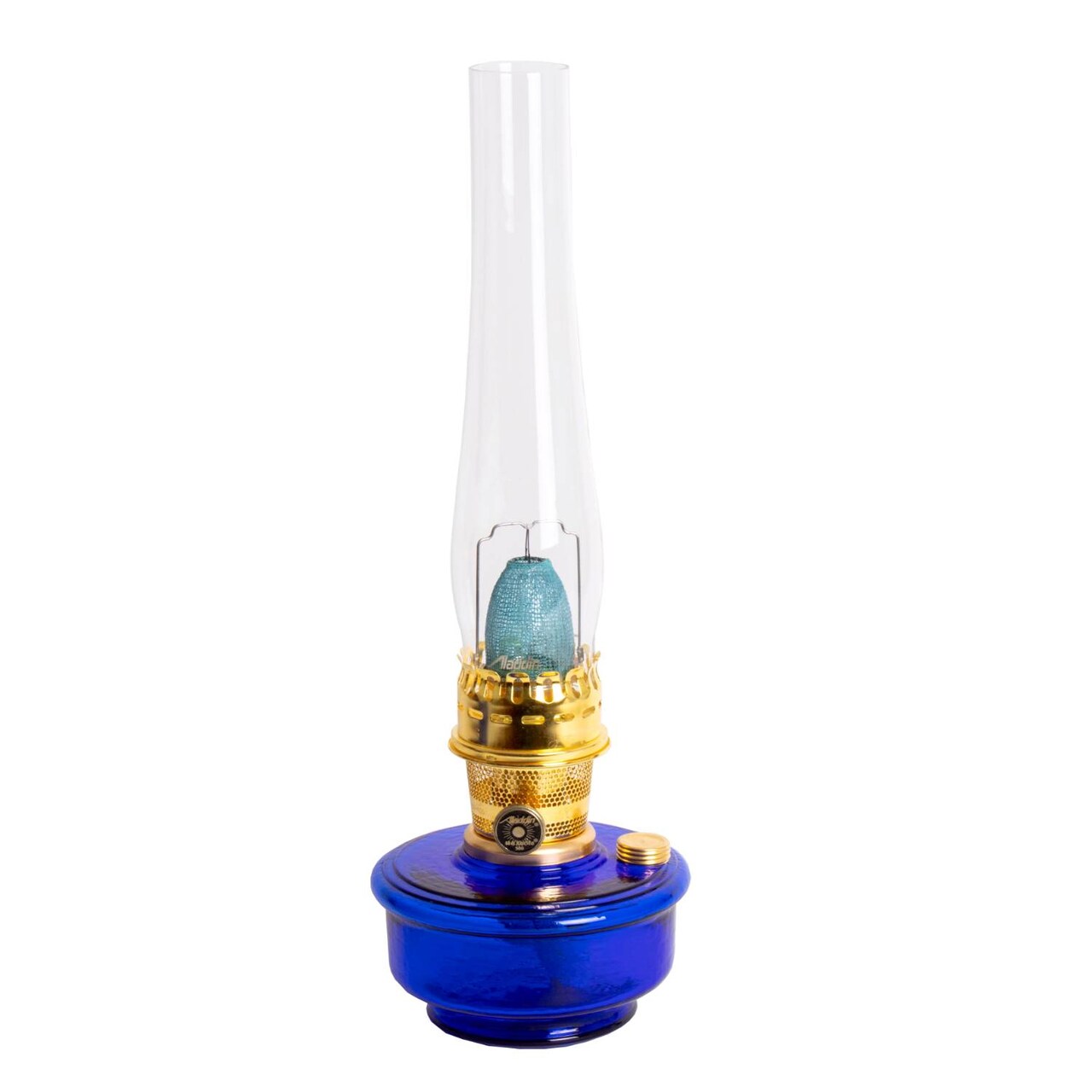 Aladdin Genie III Oil Lamp, Indoor Emergency Lighting for Shelf, Table or Hanging, Glass Bowl with Brass or Nickel Burner